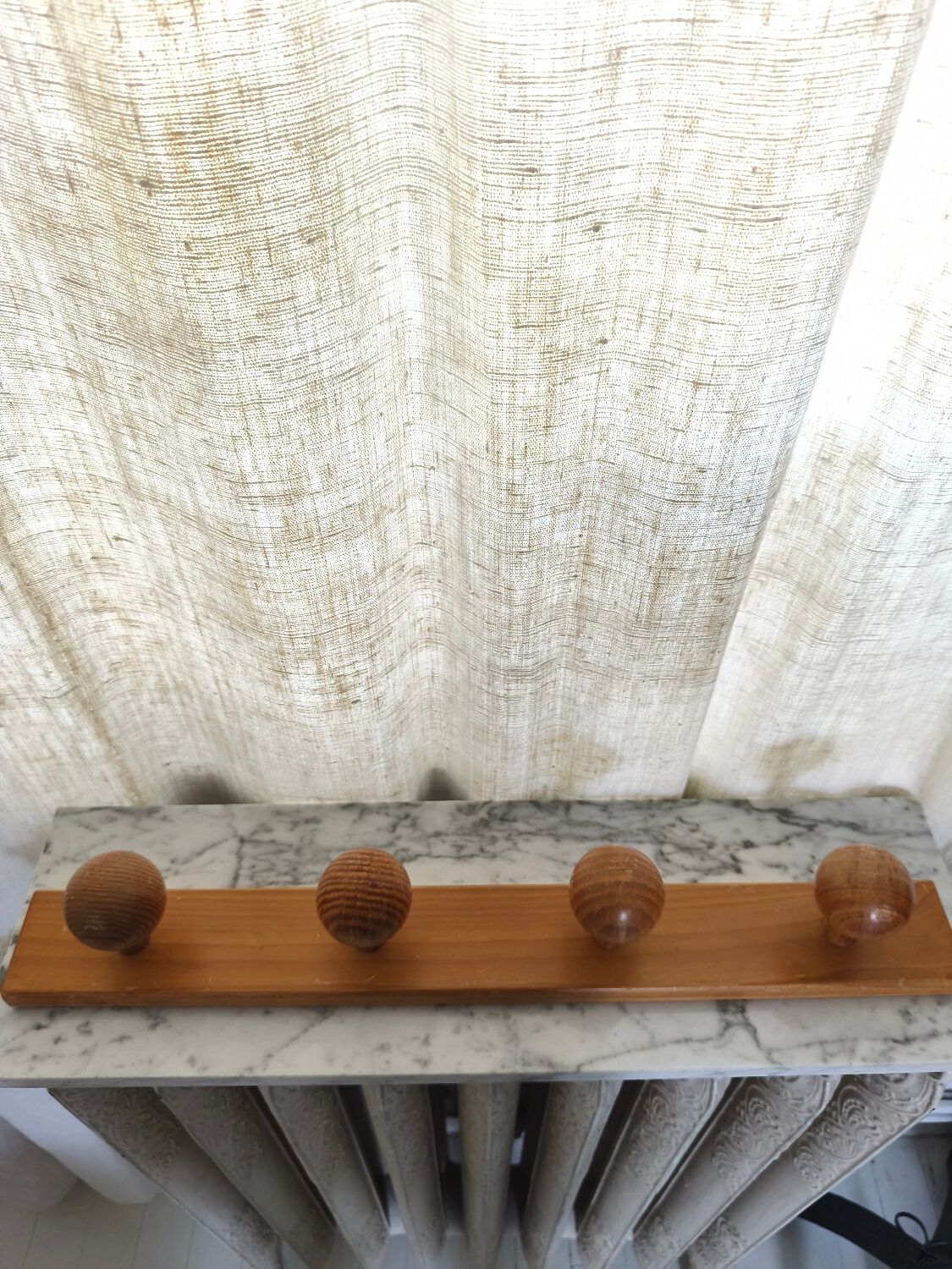 Wooden wall coat rack