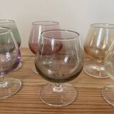 6 iridescent multi-colored stemmed glasses