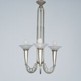 Art Deco chandelier circa 1930 in metal and glass
