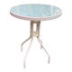 Round bistro table in steel with tulip base and glass top, 60cm