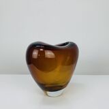 Vintage Holmegaard style blown glass heart vase
