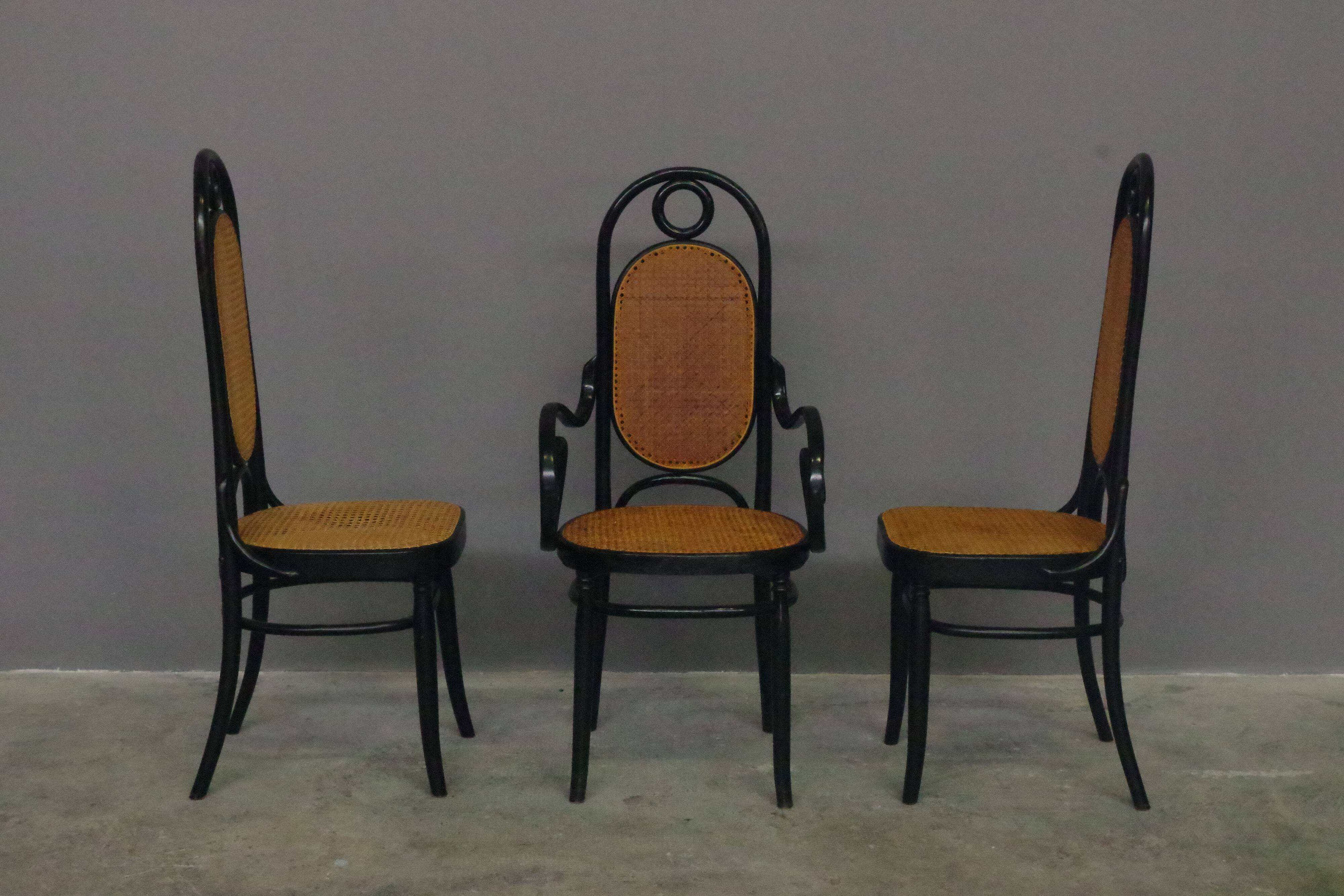 Chairs in bent beech and vienna straw, 1980