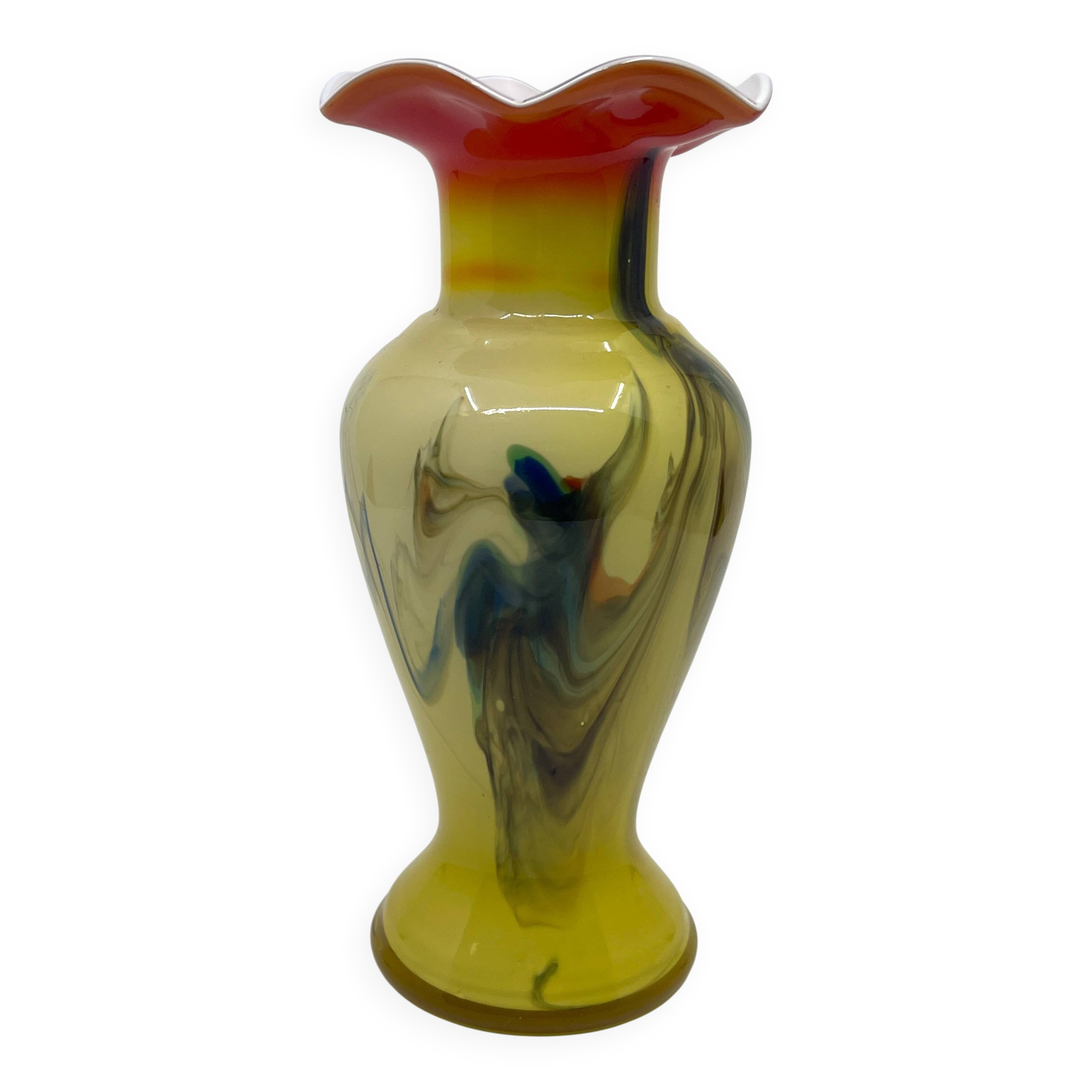 Collared vase in blown glass