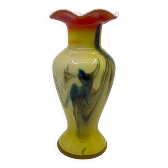 Collared vase in blown glass