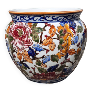 Cache pot earthenware from Gien, peony model.