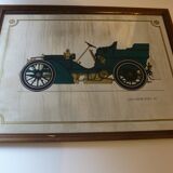 Screen-printed mirror of old car "1904 Mercedes 40" vintage 1970s