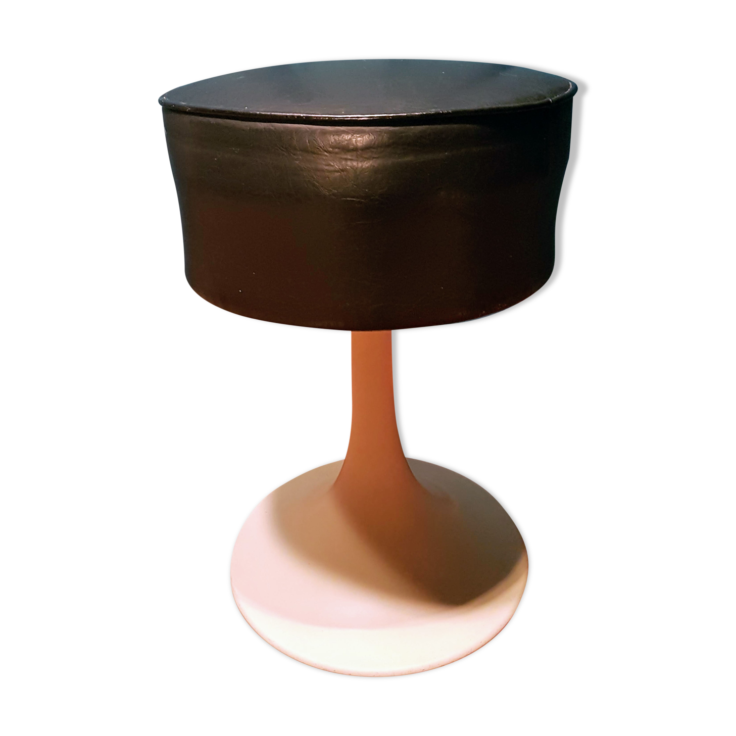 Large pouf swivelling circa 70s Skai very dark brown