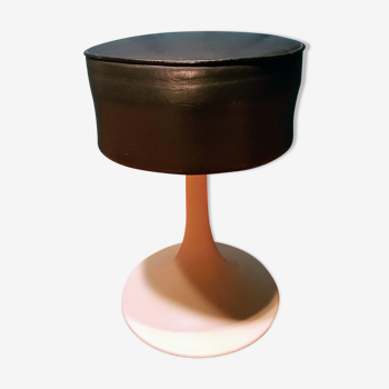 Pouf pivotant circa 70s skaï marron très foncé