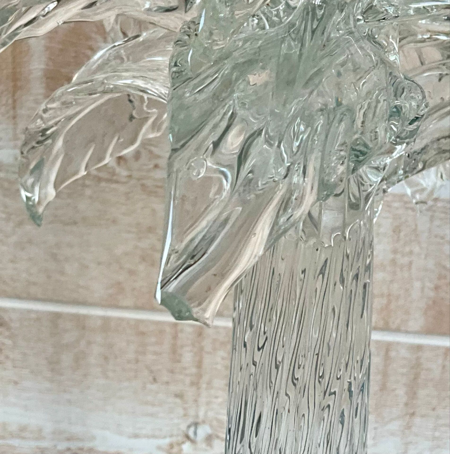 Important pair of Palm tree lamps in solid glass, Italian design ann.