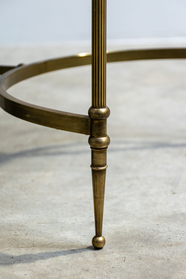 Table basse du milieu du siècle, France 1960 en laiton et marbre vert