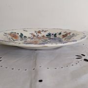 Deep plate or dish in Gien earthenware, rooster and peonies model, numbered, 1930s