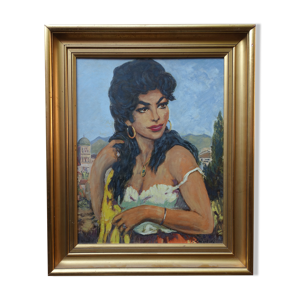 Tableau 1950 portrait bohémienne