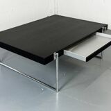 Bauhaus style black solid wood and tubular steel coffee table, Germany