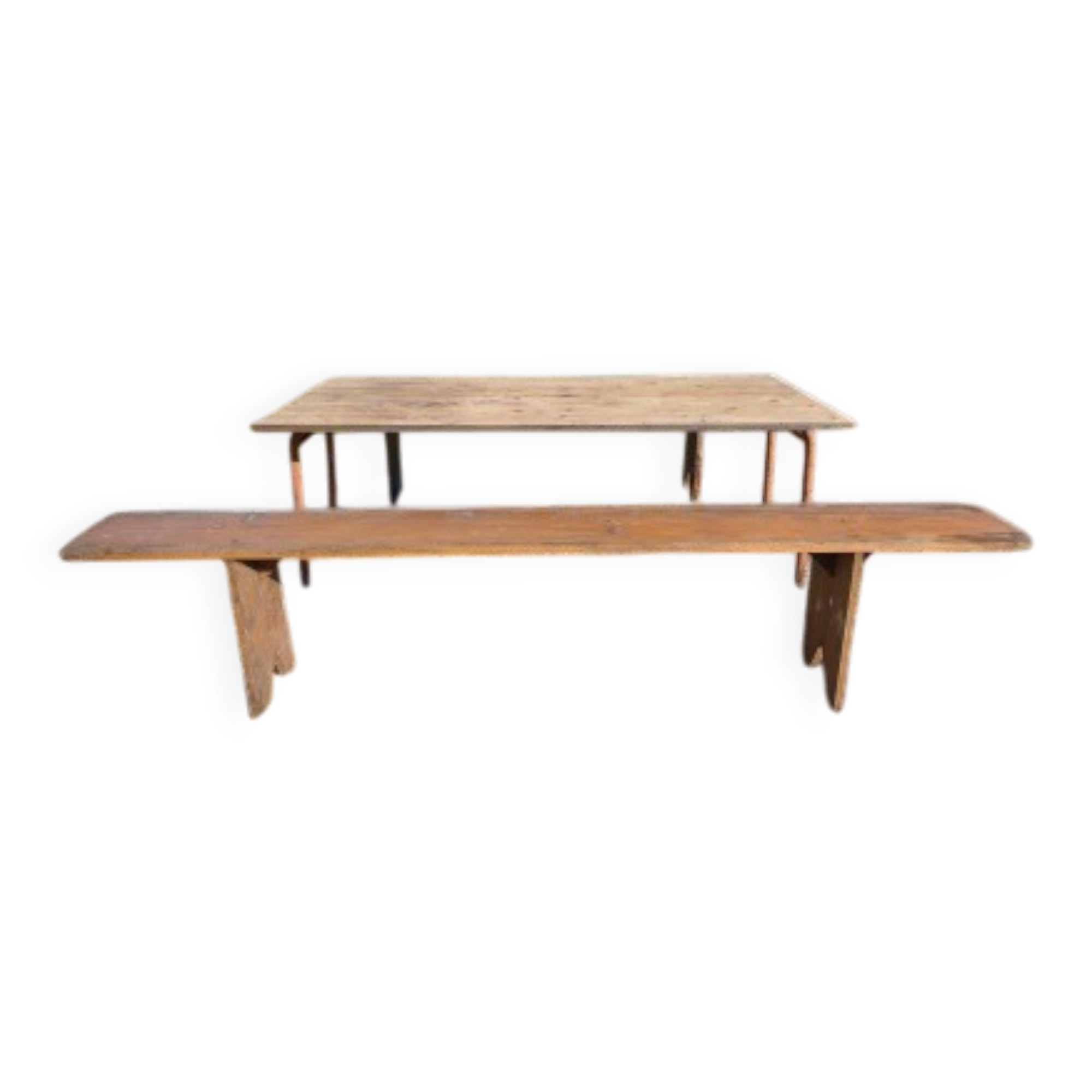Industrial or communal table with benches