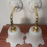 Pair of white tulip wall sconces