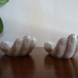 Pair of empty iridescent hand pockets in vintage ceramic 1960