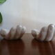 Pair of empty iridescent hand pockets in vintage ceramic 1960