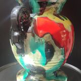 Art Deco vase in ceramic with flame glazes