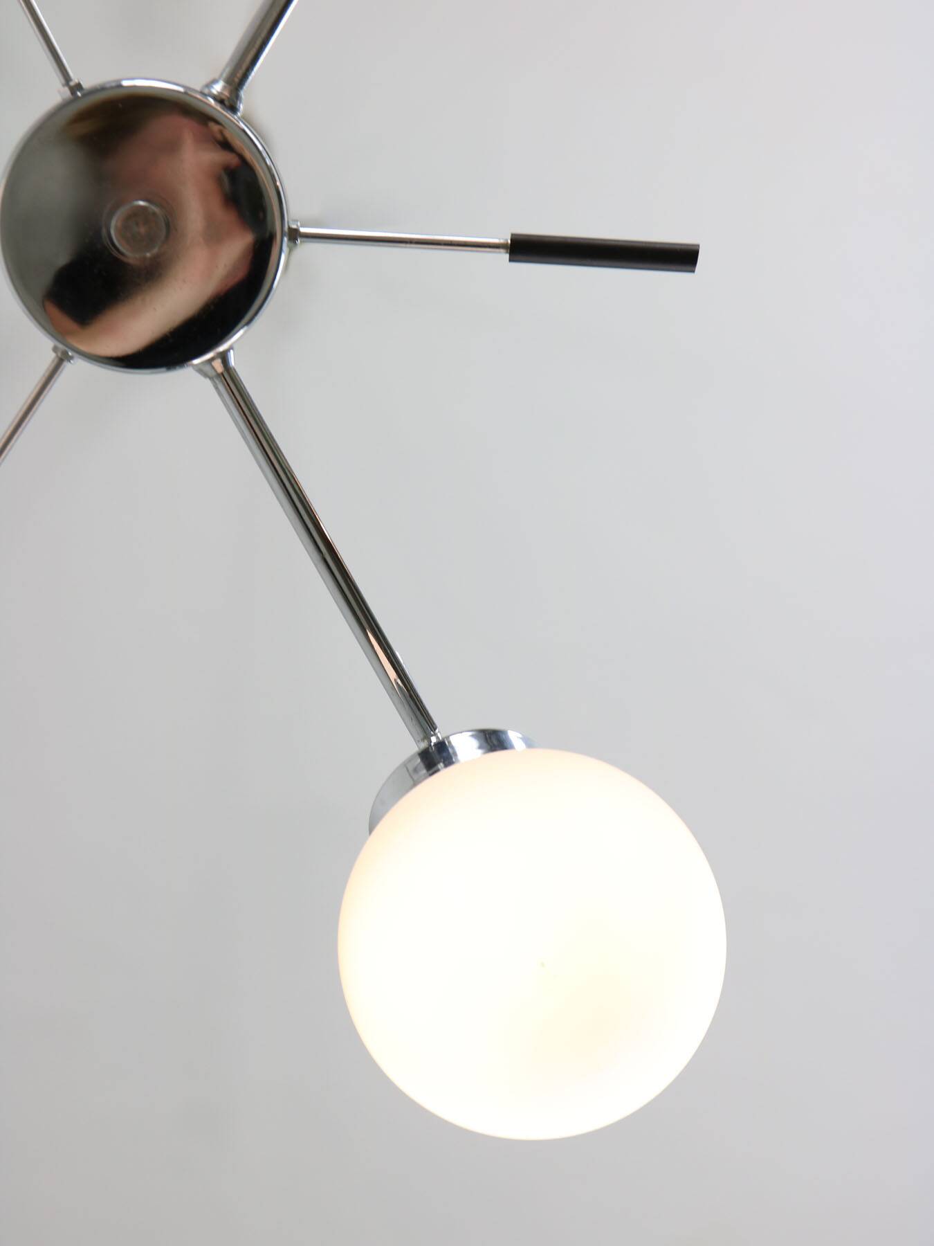 Mid-Century Italian Chrome and Opaline Chandelier