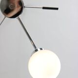 Mid-Century Italian Chrome and Opaline Chandelier