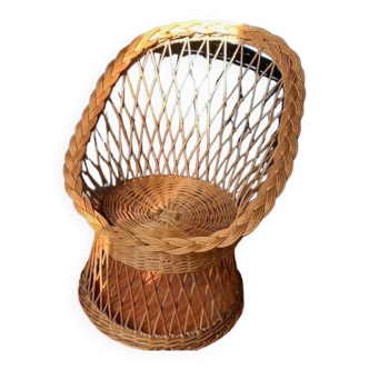 Large old rattan armchair, late 19th century basket armchair