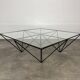 Pyramidal coffee table in steel wire and glass in the style of Piva