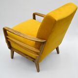 Yellow vintage armchair, Germany, 1960s, mustard velvet