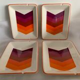 Lot of 2 bowls and 4 dishes or plates Gien model arrows 1970