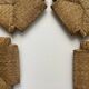 4 brutalist oak rush seat chairs | France | 1960s