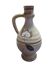 Handcrafted jug or jar with a handle, terracotta pottery vase, fat lava effect, stylized flowers