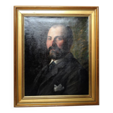 Vintage Portrait Painting of a Gentleman Man Oil on Canvas