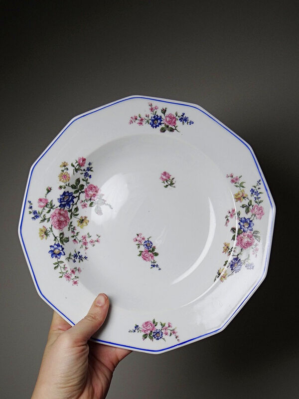 4 assiettes creuses Bernardaud porcelaine de Limoges décor floral années 20-50