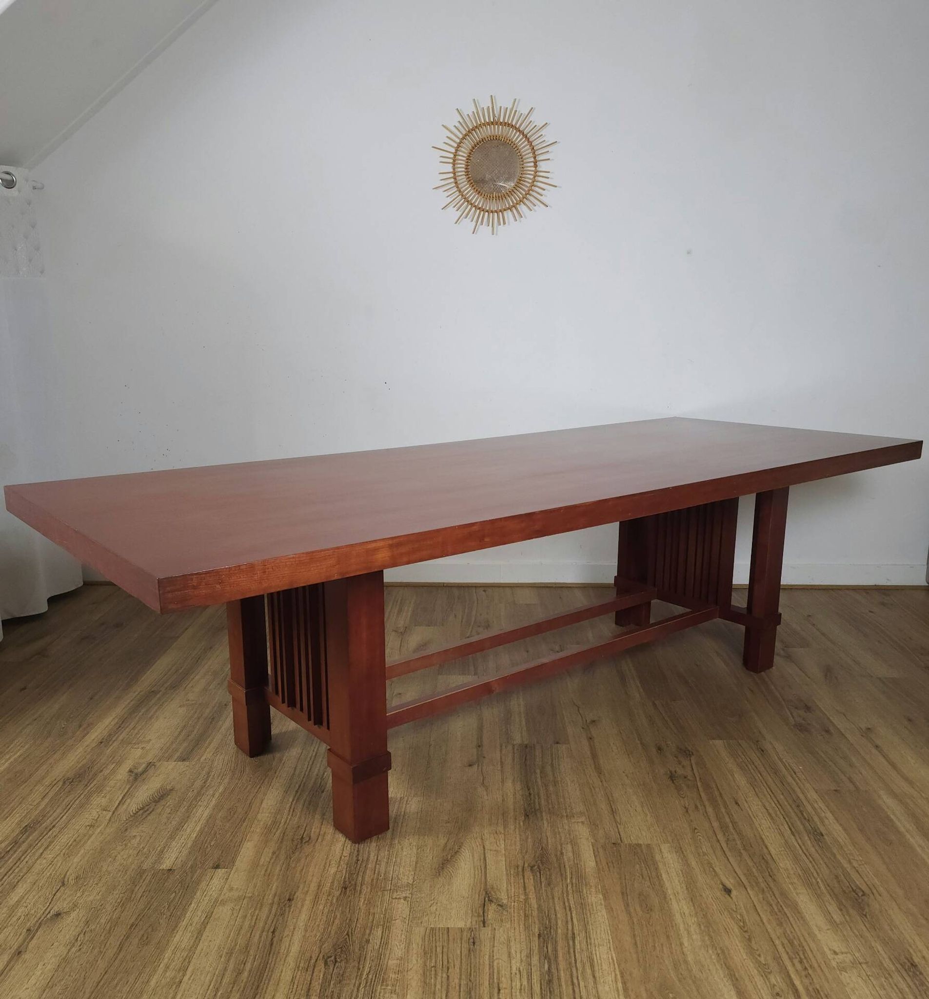 Large vintage cherry wood dining table, Taliesin 608.