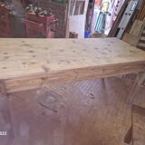 Oak and pine table with two drawers