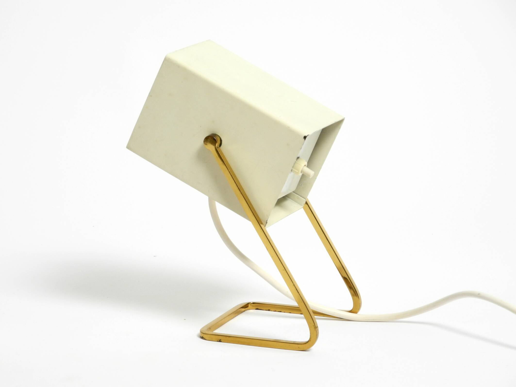 Great Mid Century metal bedside lamp with brass base by Kaiser Leuchten