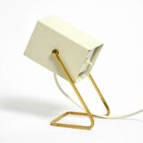Great Mid Century metal bedside lamp with brass base by Kaiser Leuchten