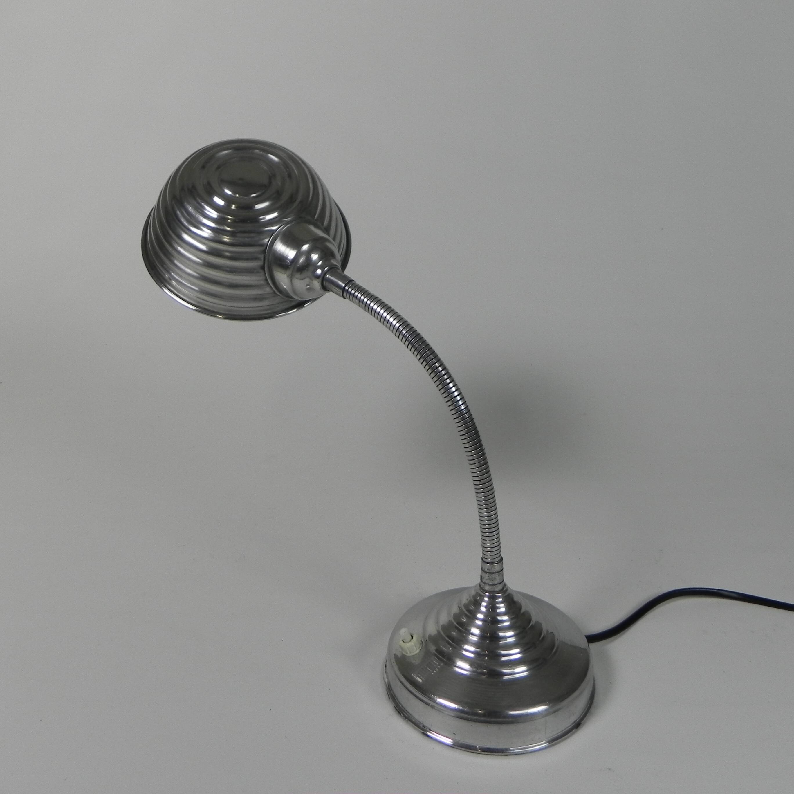 Aluminum vintage desk lamp with bending rod, 1950s