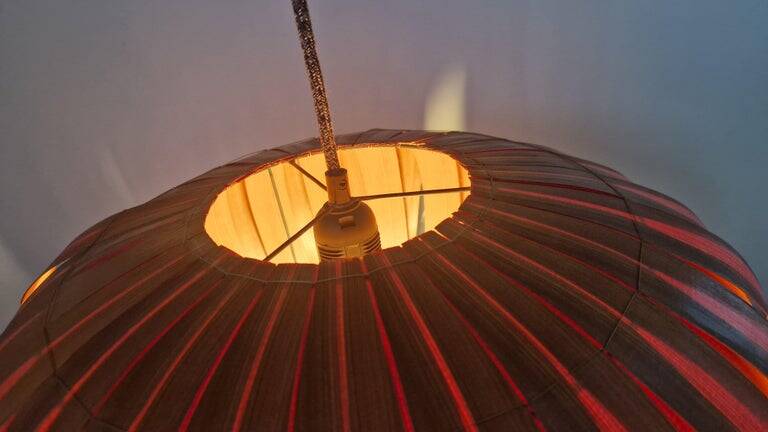 Large Rare Midcentury Veneer Pendant ULUV, 1960s