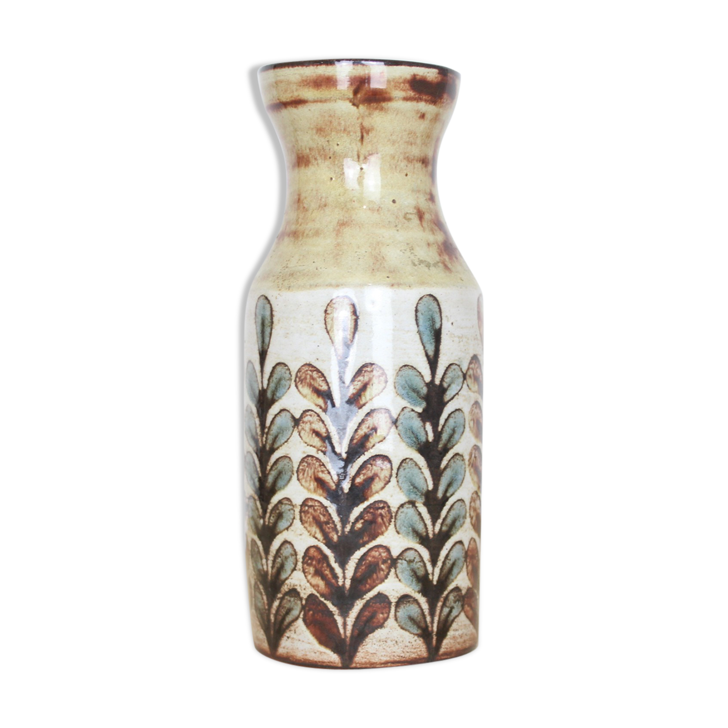 Malarmey ceramic vase in Vallauris, leaf motifs