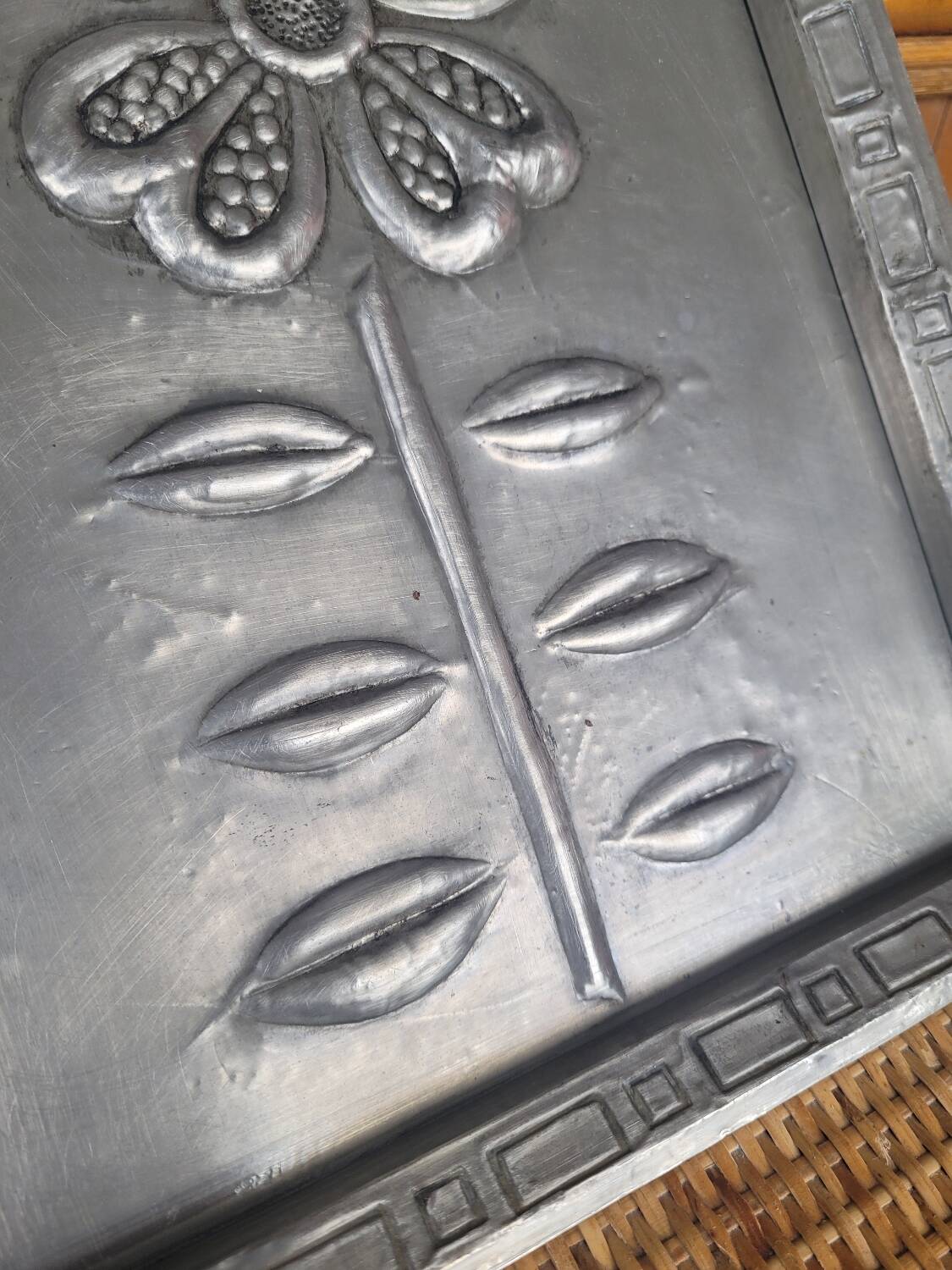 Pair of embossed flower paintings