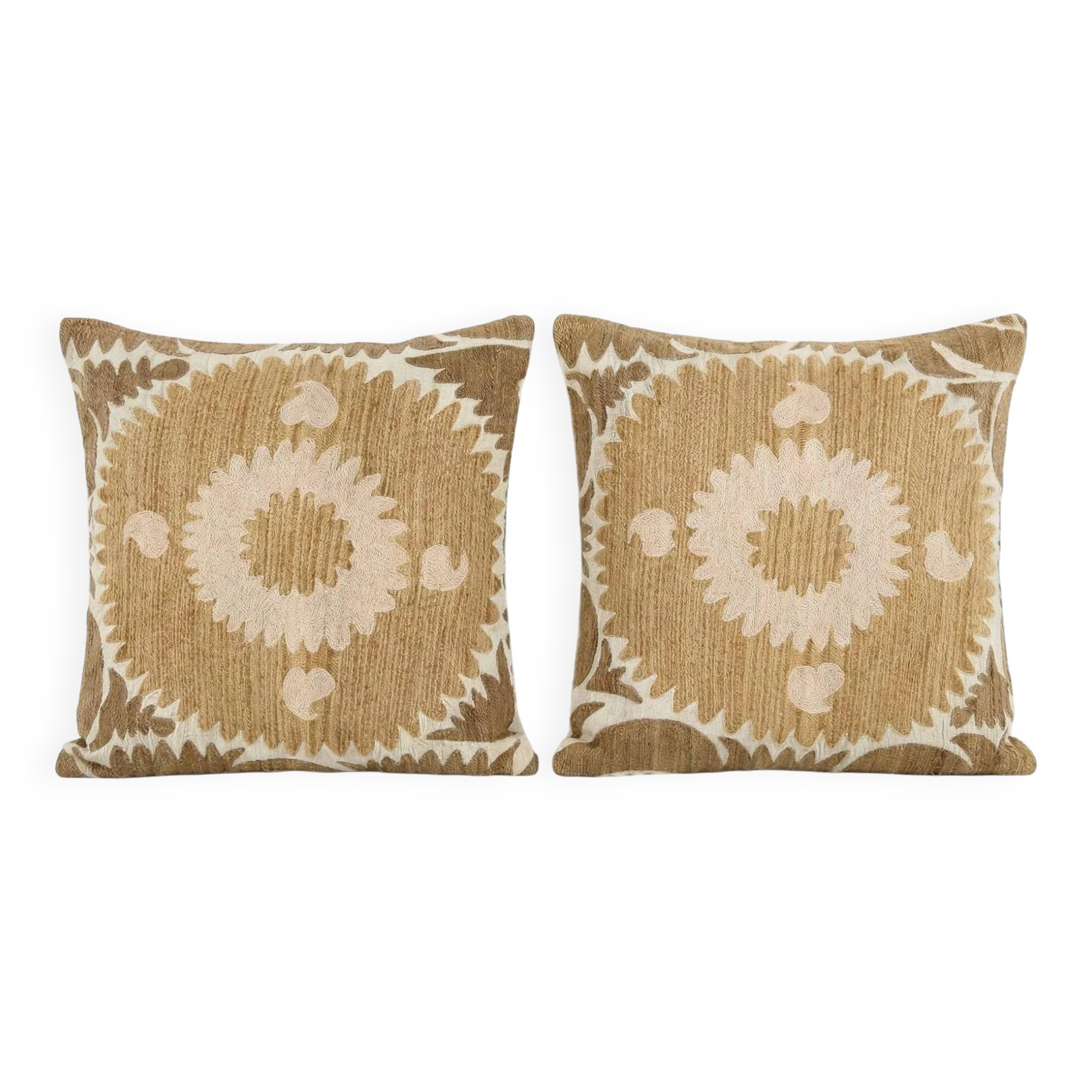 Set of 2 vintage embroidered cushion covers 61x64 cm