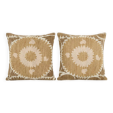 Lot de 2 housses de coussin brodées vintage 61x64 cm