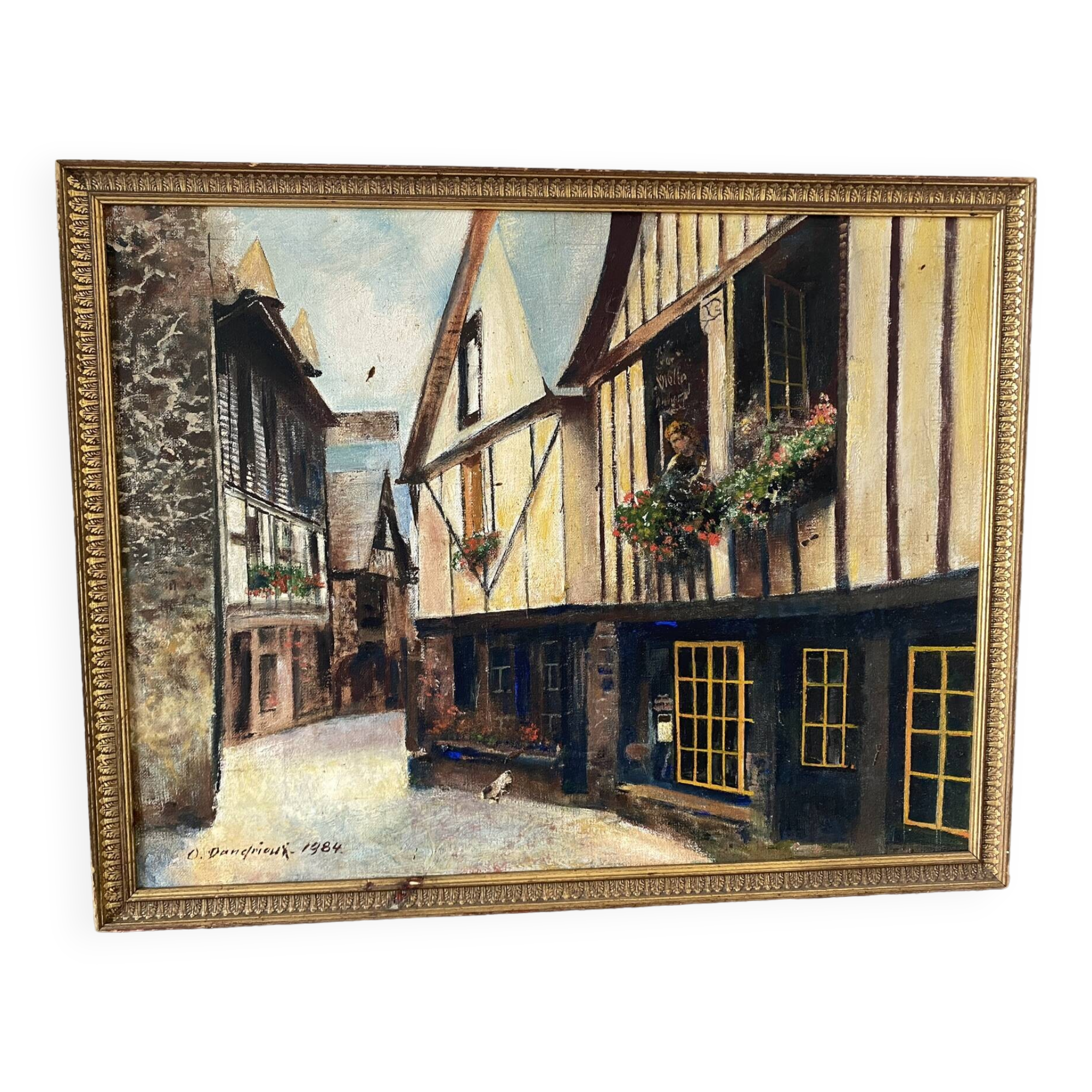 Signed village landscape from 1984