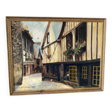 Paysage de village signé de 1984
