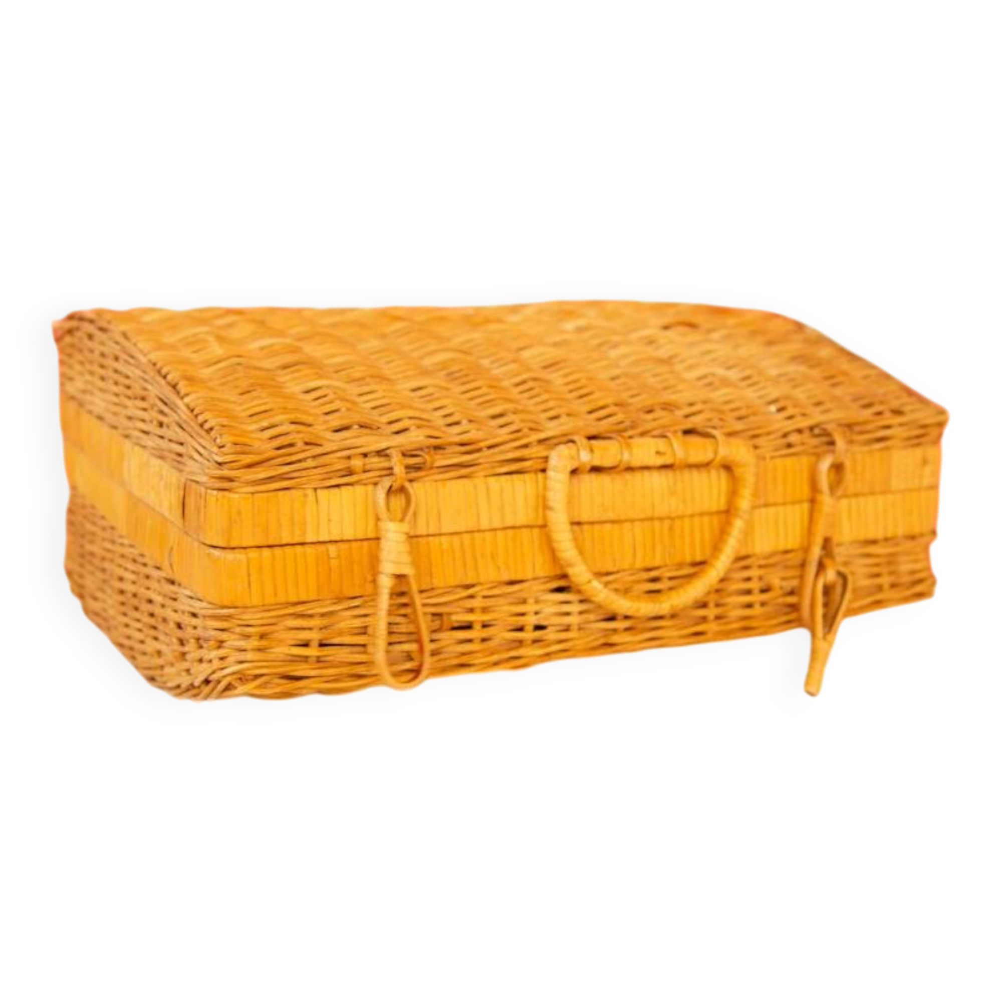 rectangular wicker suitcase
