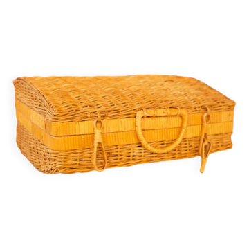 rectangular wicker suitcase