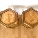 Pair of rattan bedside tables