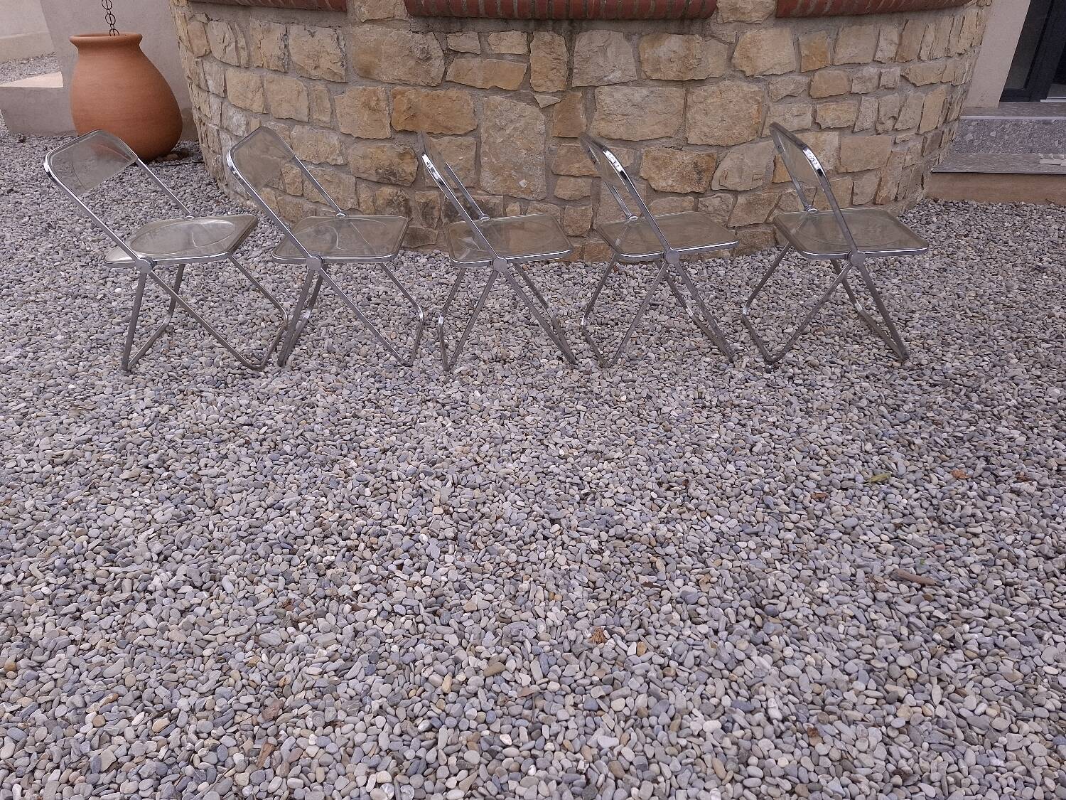 5 vintage 70'S chairs + Giancarlo Piretti Castelli support