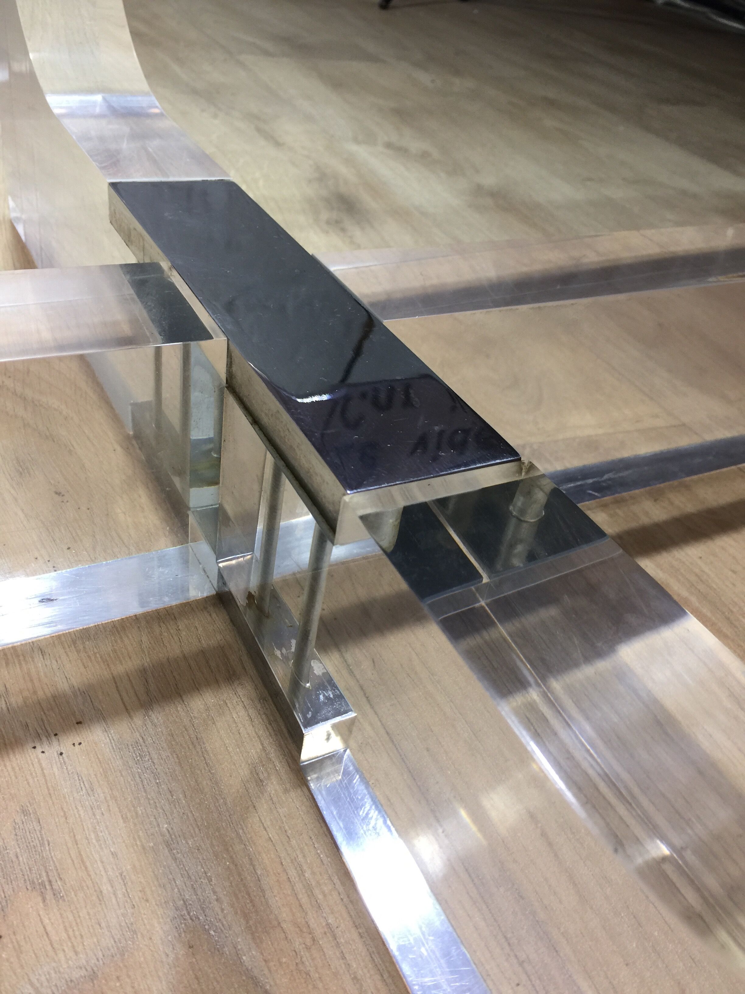 Michel Dumas Plexiglas coffee table circa 1970