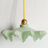 Vintage 1950s mini green opaline portable lamp